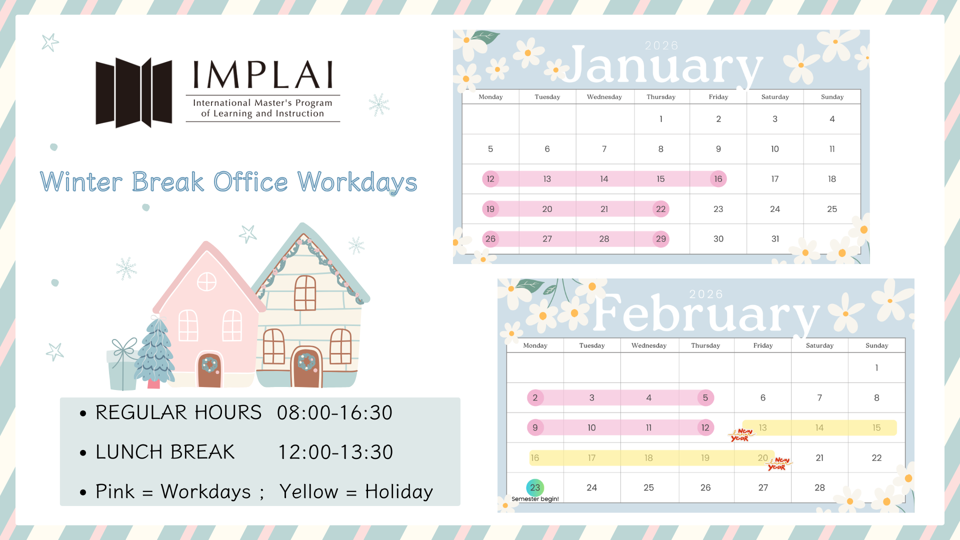 IMPLAI Winter Break 2026 Calendar