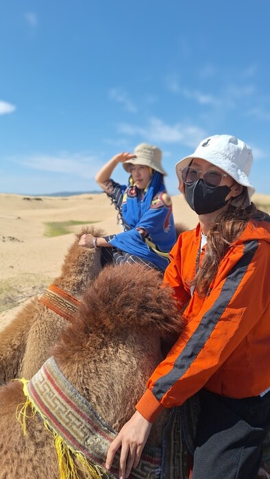 Camel Ridings of Our Program Students, Erica and Trang